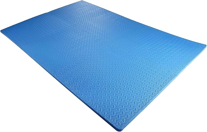 BalanceFrom Puzzle Exercise Mat 3/4' Thick, EVA Interlocking Foam Floor Tiles for Home Gym, Mat for Home Workout Equipment, Floor Padding for Kids, Blue, 24 in x 24 in x 3/4 in, 24 Sq Ft - 6 Tiles
