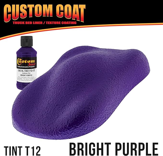 Custom Coat Bright Purple 1.5 Gallon (6 Quart) Urethane Roll-On, Brush-On or Spray-On Truck Bed Liner Kit with Roller and Brush Applicator Kit - Easy Mixing - Textured Car Auto Protective Coating