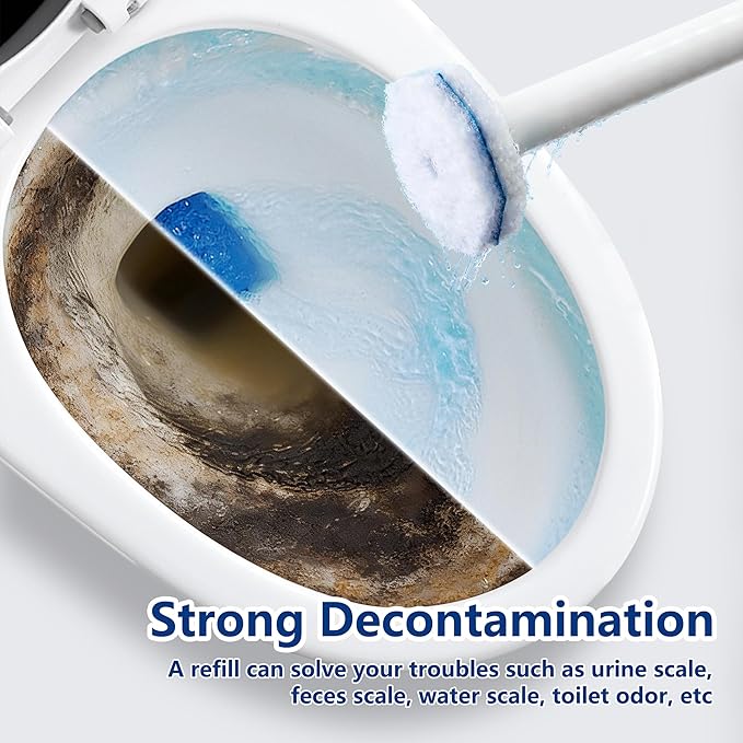 FHORAIN 80 Count Toilet Wand Refills for Clorox, Disposable Toilet Brush Head with Rich Foaming, Extra Thick Triple-layer Refills, 5X Cleaning Power & Won't Fall Off, Disposable Toilet Cleaning System