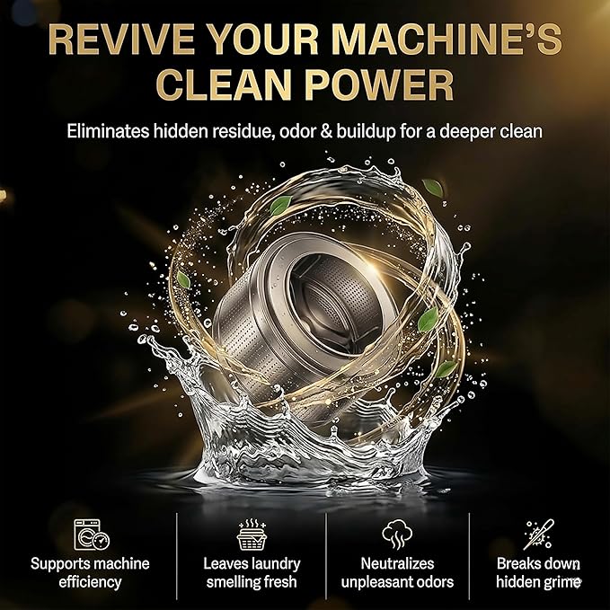 Washing Machine Cleaner Tablets | Eliminates Odors | Deep Cleans Washer Internals | Heavy Duty Descaler | Unscented | Compatible with HE Front Load & Top Load Washers | 12 XL Tablets (1 Year Supply)