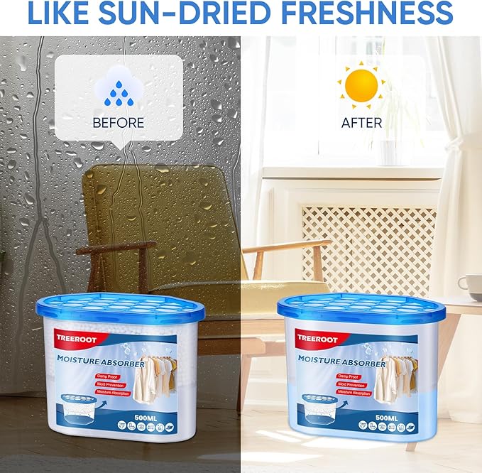 12 Pack Moisture Absorbers, 16 OZ Humidity Absorber Bucket, Moisture Absorbers for Closet, Dehumidifier Bucket for Wardrobes, Kitchens and Bathrooms, Fragrance Free Humidity Absorber