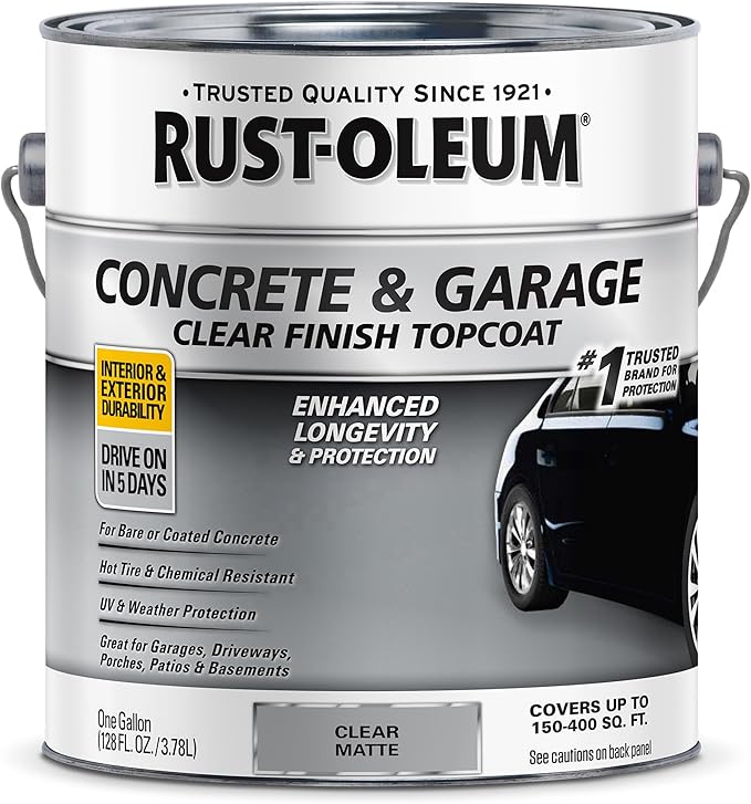 Rust-Oleum 380895 Concrete & Garage Clear Finish Topcoat, Gallon, Matte Clear