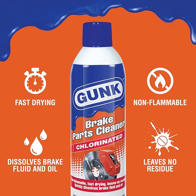 GUNK Brake Parts Cleaner – Non-Flammable Brake Cleaner Spray Can – Fast-Drying Formula for Pads, Rotors & Calipers, Removes Dust, Grease & Oil, Leaves No Residue – 14 oz (Case of 12)
