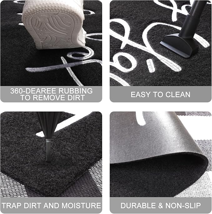 Front Door Welcome Outdoor Mats, Hey Y'all Doormat Rubber Heavy Duty Backing Mats for Home Decor Indoor Farmhouse Funny Kitchen Mats Patio Black 36" x 24"