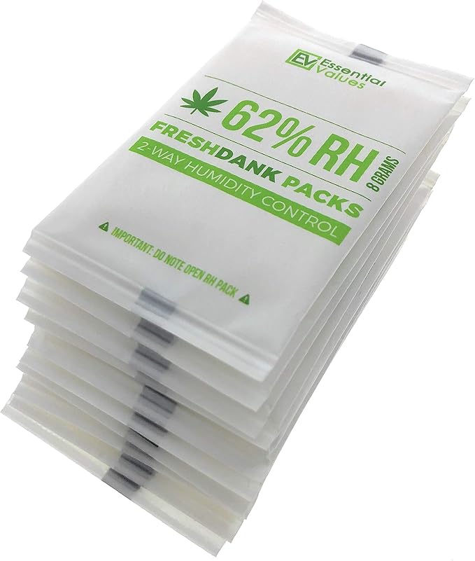 Essential Values Humidity Packs (10 Pack / 8 Grams) - 62-Percent RH FreshDank - 2-Way Control That Keeps Your Product Fresher for Longer