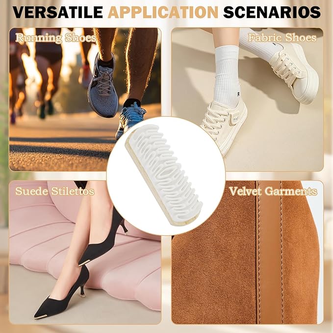 2Pcs Suede Rubber Shoe Brush, Wooden Handle Brush and Suede Eraser for Effective Cleaning of Nubuck, Sofas, Jackets & Shoes, Portable Cleaner Tool for Maintenance