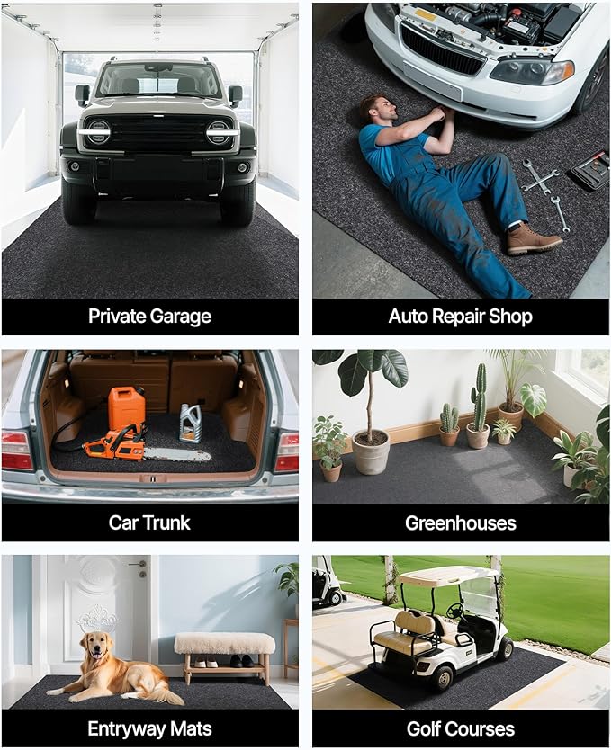 VEVOR Car Garage Mat, 7.4'x17', Shields Against Water, Snow, Rain, Mud, Oil, Durable Slip-Resistant Floor Cover with TPE Leak-Proof Backing, Simple to Maintain & Customizable Size