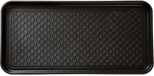 Stalwart 75-ST6012 All Weather Boot Tray-Water Resistant Plastic Utility Shoe Mat for Indoor and Outdoor Use in All Seasons (Black), Large