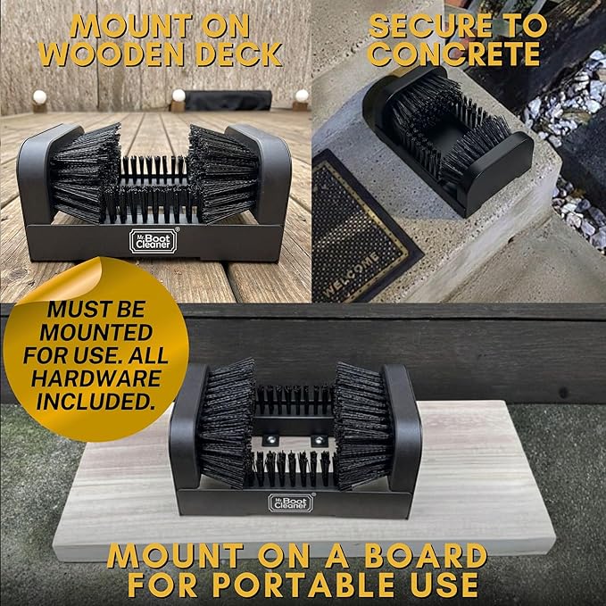 Heavy Duty Boot Brush Cleaner Outdoor Floor Mount or Portable Boot Scraper/Scrubber with Hardware