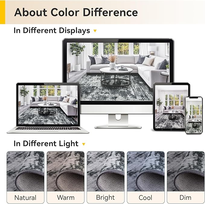 RELEANY Washable Area Rugs 2x7 Non-Slip Modern Abstract Soft for Living Room Entryway Bedroom Nursery, Print Pattern, Black Navy Blue Gray