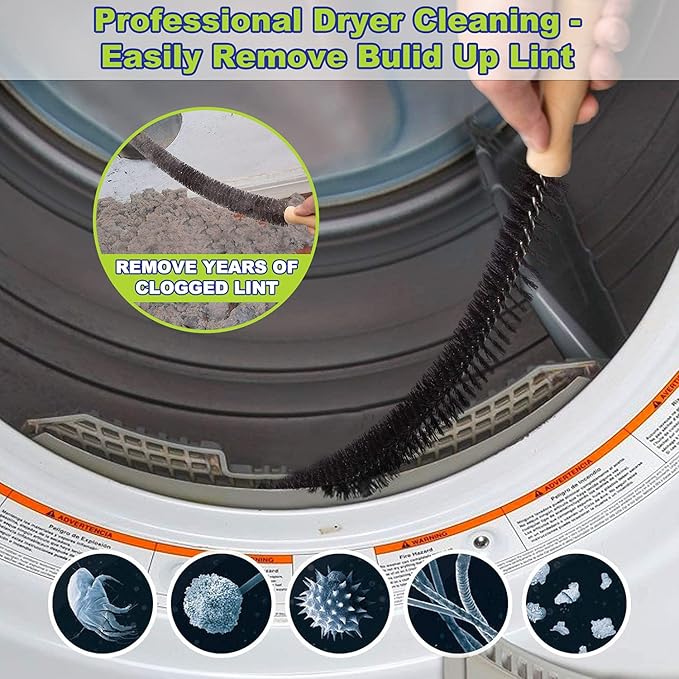 Sealegend 2 Pieces Dryer Vent Cleaner Kit and Dryer Lint Brush Vacuum Hose Attachment Brush Lint Remover Power Washer and Dryer Vent Vacuum Hose Replacement Parts