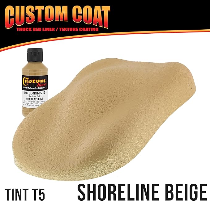 Custom Coat Shoreline Beige 2 Gallon (8 Quart) Urethane Spray-On Truck Bed Liner Kit with Spray Gun and Regulator - Easy Mixing, Shake, Shoot - Textured Protective Coating, Prevent Rust - Car, Auto