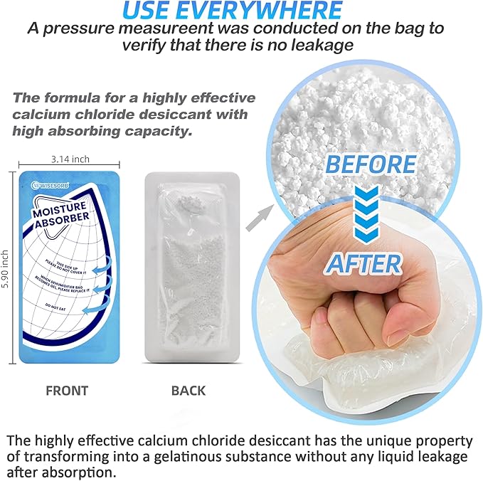 Wisesorb 25 Gram Moisture Absorbers, 20 Packs Dehumidifier Bags for Bathrooms, Basements, Rvs, Humidity Packets for Closet