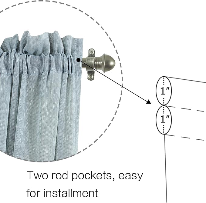 H.VERSAILTEX Linen French Door Sheer Curtains for Front Back Patio Glass Door Light Filtering Window Treatment with 2 Tiebacks 52 Wide and 72 Inches Length, Teal, 1 Panel