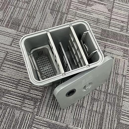 PP Plastic Grease Trap 15L, Lightweight & Corrosion Resistant Under Sink Oil Water Separator with 6-Stage Filtration & Left Outlet, Kitchen Wastewater Filter