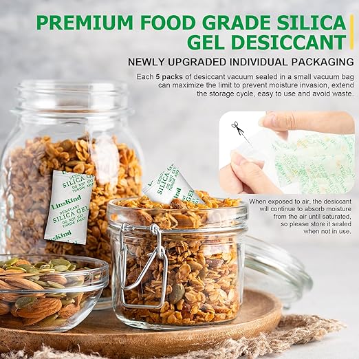Silica Gel Packets, 2 Gram [250 Packs] Desiccant Packs for Storage, Food Grade Silica Packets Moisture Absorbers Desiccant Bags for Filament Storage Moisture Absorber for 3D Printer, Food