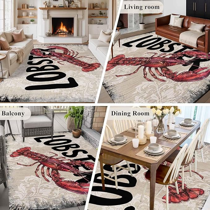 Nautical Ocean Wood Texture 6'x9' Large Area Rugs, Washable Area Rugs Non-Slip Indoor Floor Mats Large Carpet for Living Room Bedroom Dining Room