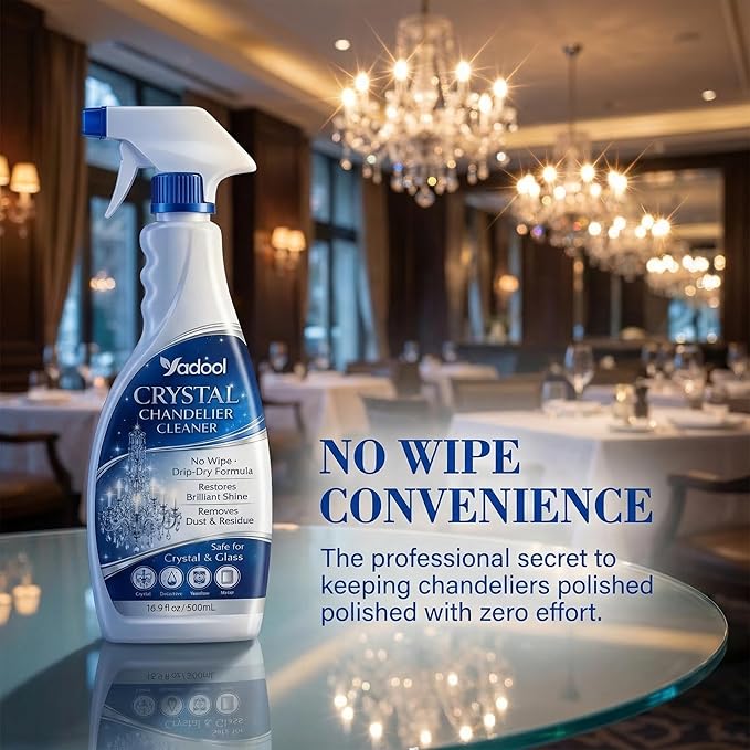 Chandelier Cleaner Spray for Entryway Chandeliers, Drip Dry No Wipe Formula, Removes Dust Build-Up, Restores Shine
