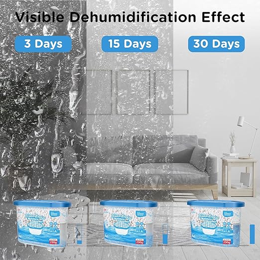 W&E Choice Moisture Absorbers with Ocean Breeze, Dehumidifier for Closet & Bathrooms, Kitchen, Humidity Absorber Odor Eliminator Absorber 6 Pack