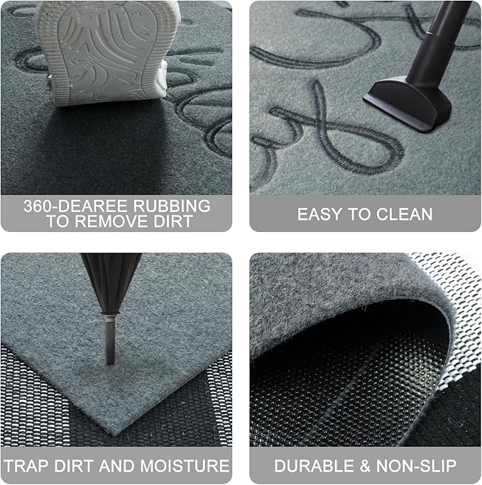 Mats Outdoor Front Door Mat Indoor Entrance with Non Slip Rubber Back Funny Durable Heavy Duty Backing Hey Y'all Doormats Entryway Decor for Home Decor Farmhouse, Light Gray 28" x 18"