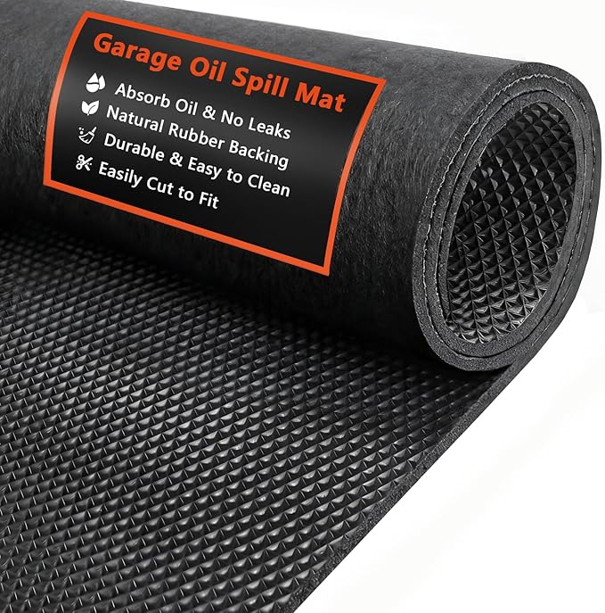 AiBOB Oil Spill Mat, 72” X 96” inches, Garage Floor Mat Under Car, Waterproof Backing Absorbent Pad Protects Floor, Durable, Reusable, Black