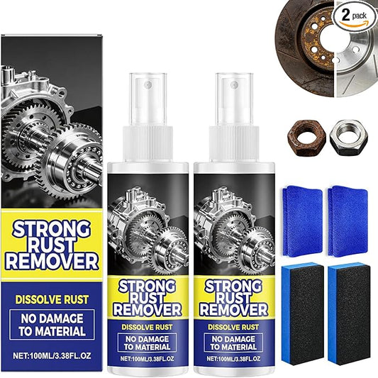Rust Remover Spray for Metal, Multipurpose Rust Stain Remover,Rust Remover Spray,Heavy Duty Metal Cleaner for Vehicles, Tools, Chains,Iron Out Rust Stain Remover(2pcs)