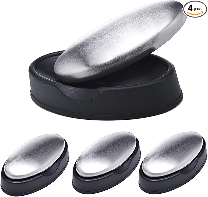 4 Pack Stainless Steel Soap Bar Magic Fish Garlic Onion Odor Remover