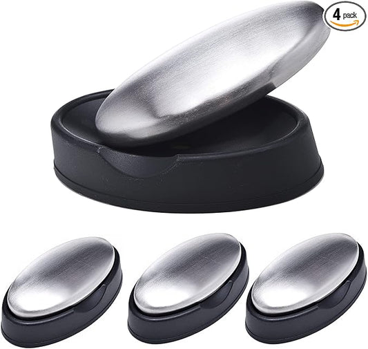 4 Pack Stainless Steel Soap Bar Magic Fish Garlic Onion Odor Remover