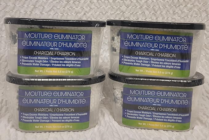Moisture Eliminator with Charcoal, 9.8 oz, Pack of 4, Odor and Humidity Control