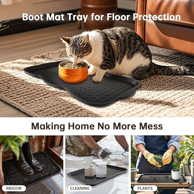 Boot Tray for Entryway, 6 Pack Waterproof Shoe Trays for Indoor Outdoor Use 20"x15" Durable Shoe Mat with Raised Edge, Non-Slip Tray for Boots, Pets, Garden & Muddy Shoes