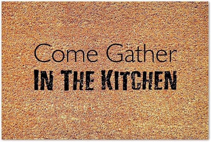 Home Decor Come Gather in The Kitchen Mat Family Prayer Doormat Rustic Thick Non Slip Mat for Entry Garage Patio High Traffic Areas Gift for Women Men 18x30 Inch