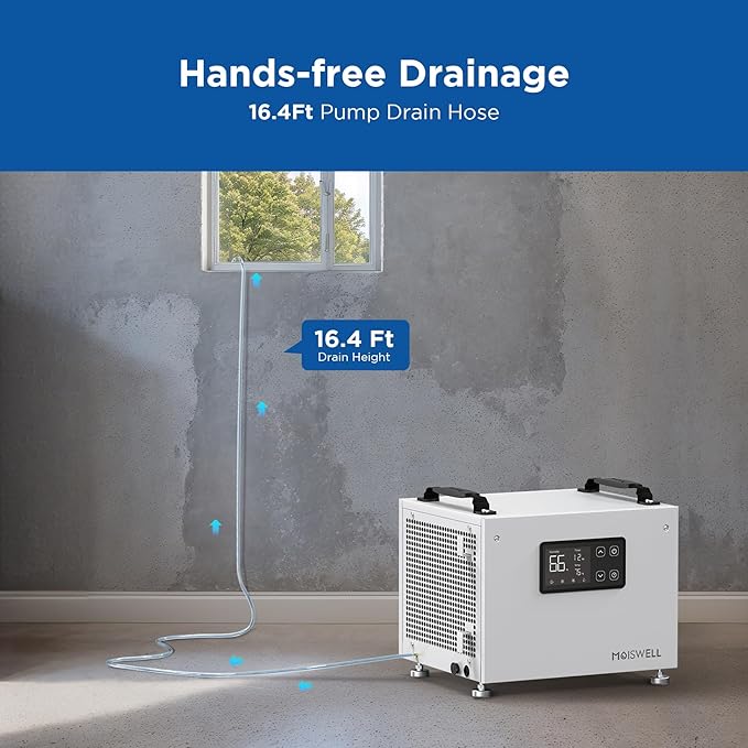 70 Pints Commercial Dehumidifier with Pump Portable Crawl Space Dehumidifier for Basement Energy Star Efficient Certified Compact Dehumidifiers for Home, Auto Defrost, Timer