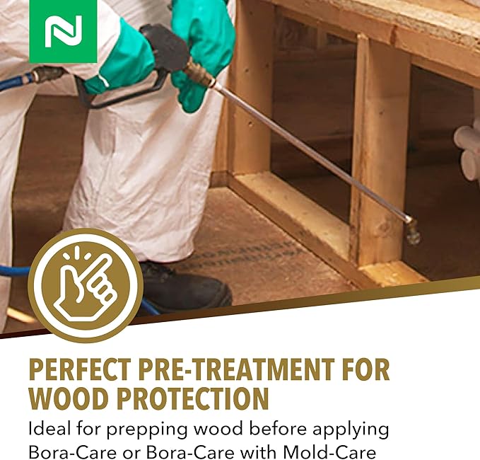 Nisus MOLD-CLEAN Wood Cleaner and Surface Conditioner, Ready-to-Use, Removes Stains on Wood, Concrete, Decks, Siding, Plastic Furniture, 1 Gallon