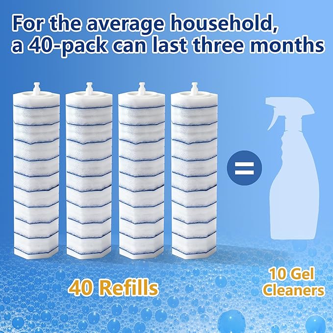 FHORAIN 40 Count Toilet Wand Refills for Clorox, Disposable Toilet Brush Head with Rich Foaming, Extra Thick Triple-layer Refills, 5X Cleaning Power & Won't Fall Off, Disposable Toilet Cleaning System