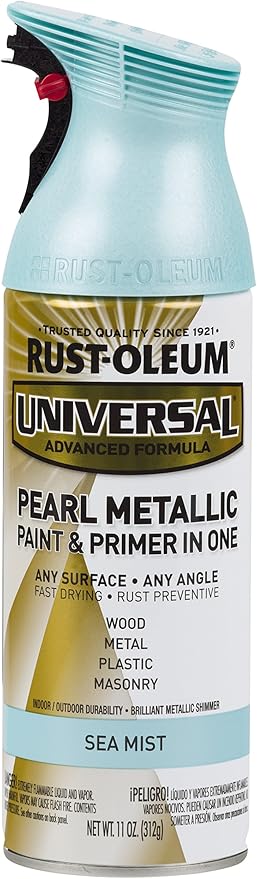 Rust-Oleum 301551 Universal All Surface Pearl Metallic Spray Paint, 11 oz, Sea Mist