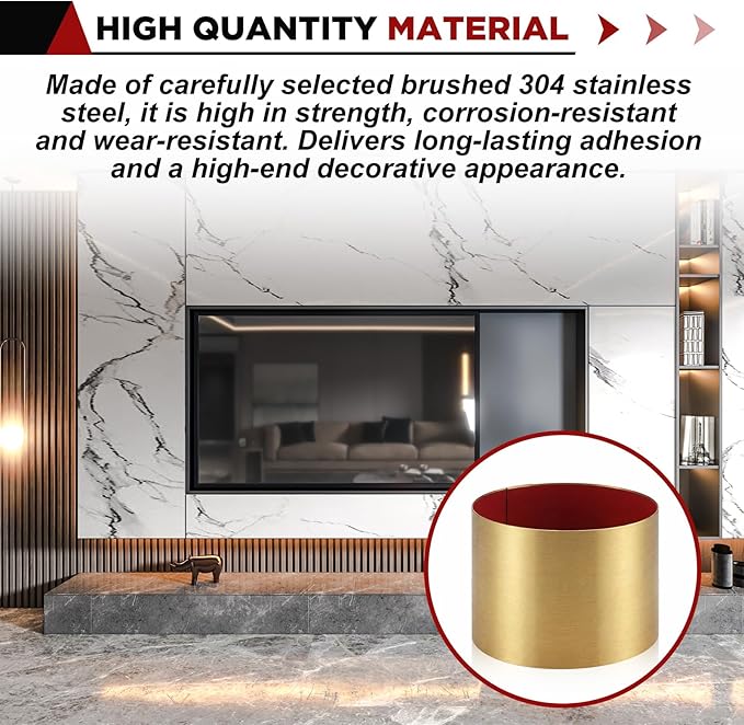 3 Pack 8 x 34 Inch Stainless Steel Kick Plate for Protection Decoration DIY Self Adhesive Metal Kick Plates for Interior or Exterior Wall Kitchen Cupboard Dishwasher(Gold)