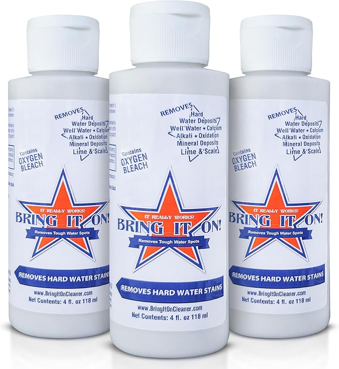 Bring It On Cleaner 4 Ounce x 3 | Shower Door Cleaner | Glass and Hard Surface Water Spot Remover