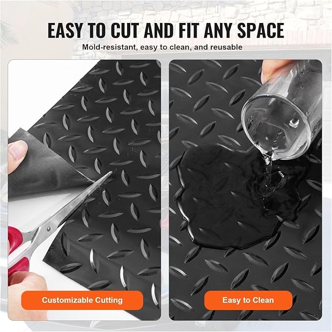 Garage Floor Mats 2 Rolls 14.7 x 3.6 Ft, 2.5mm PVC Garage Flooring, Black Car Floor Protector