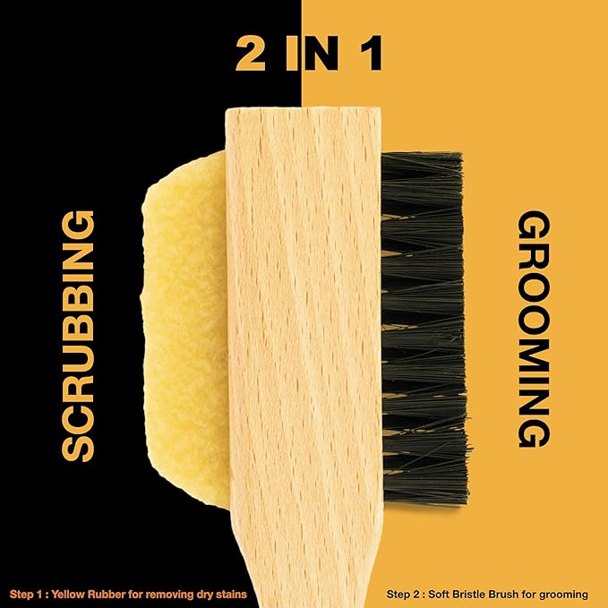 Wilkins Suede Shoe Cleaner Brush - Yellow Rubber Suede Eraser with Soft Bristle Brush for Suede Cleaner and Nubuck Brush