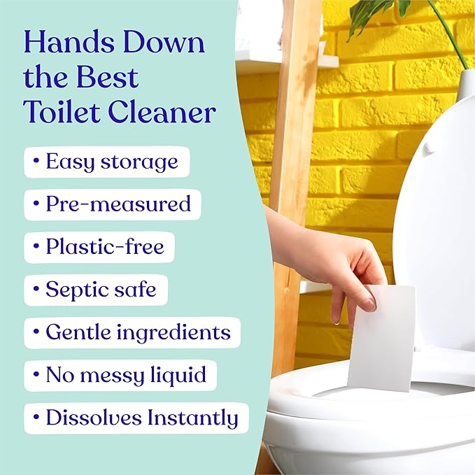 Lazy Coconuts Toilet Bowl Cleaner Strips - 60 Cleans, Plastic-free, Dye-free, With Lemon Essential Oil