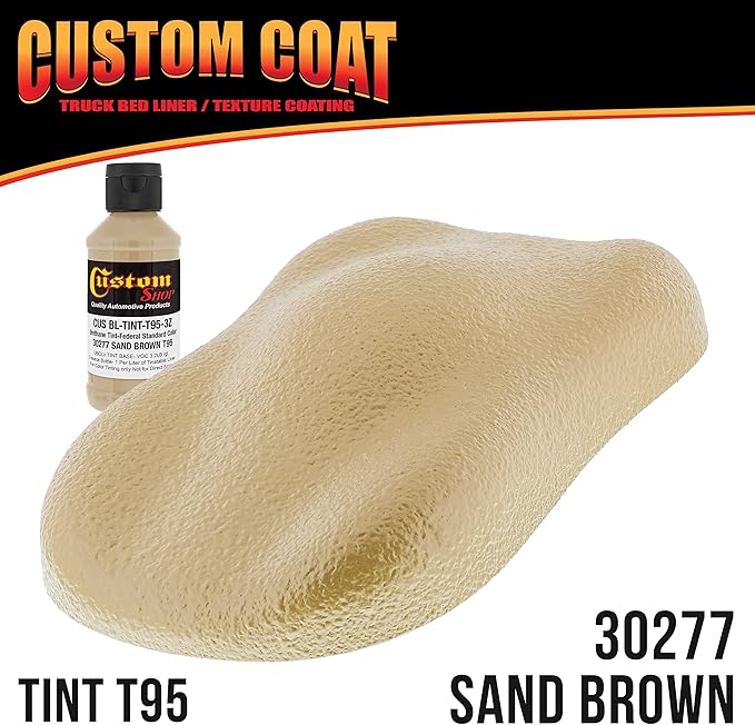 Custom Coat Federal Standard Color # 30277 Sand Brown T95 Urethane Spray-On Truck Bed Liner, 2 Gallon Kit with Spray Gun and Regulator - Durable Textured Protective Coating - Easy Mix Car Auto