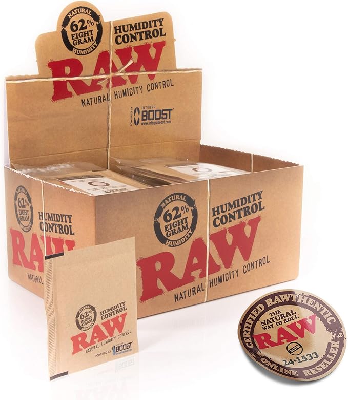 RAW X Integra 8GM 62% Humidity Packs | 62% RH Humidity Control | Keep Your Cigars or Prerolled Cigarettes Fresh | 60 Total Humidifying Packs