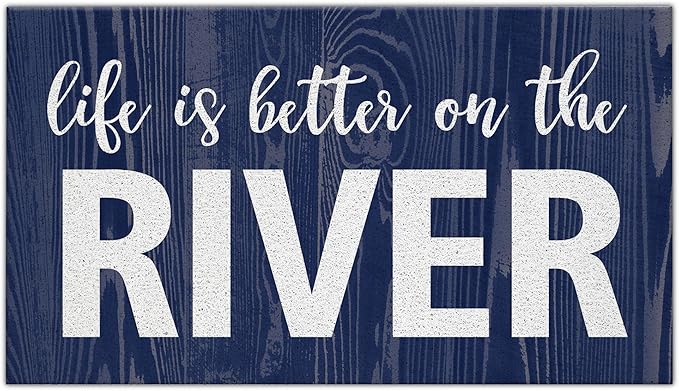 Life is Better on The River Rustic Navy Waterproof Door Mat Outdoor Entrance 20x32 Inch Non-Slip Doormat for River House Front Door Porch Outdoor Indoor Decorations,River Lover Gifts