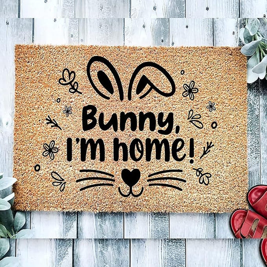 Bunny I'm Home Cute Funny Easter Mat Add Charm to Your Home with a Fall Door Mat Outside Indoor Outdoor Area Rugs Front Doormats for Entrance 20x32 inch