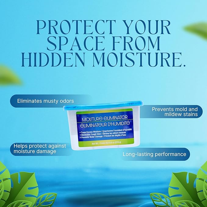 Blue Moisture Eliminator, 9.8 oz Each – Humidity Absorber Odor Reducer for Closet Bathroom Basement Kitchen RV Storage – Long-Lasting Freshness & Dampness Control Home Office Essential Gift