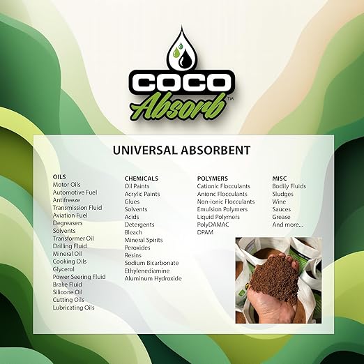 CocoAbsorb 35L Universal Spill Absorbent – for Oil, Paint, Fuel & Chemical Cleanup – Silica-Free, Lightweight & Easy to Use. CCA-35LT-BAG