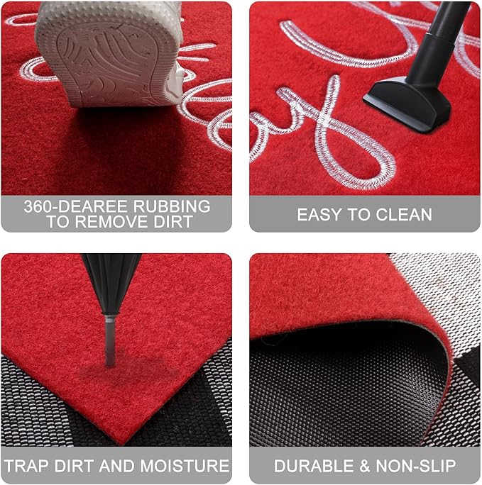 Hey Y'all Outdoor & Indoor Heavy-Duty Doormat - Red, 36" x 24" Low-Profile Entrance Mat