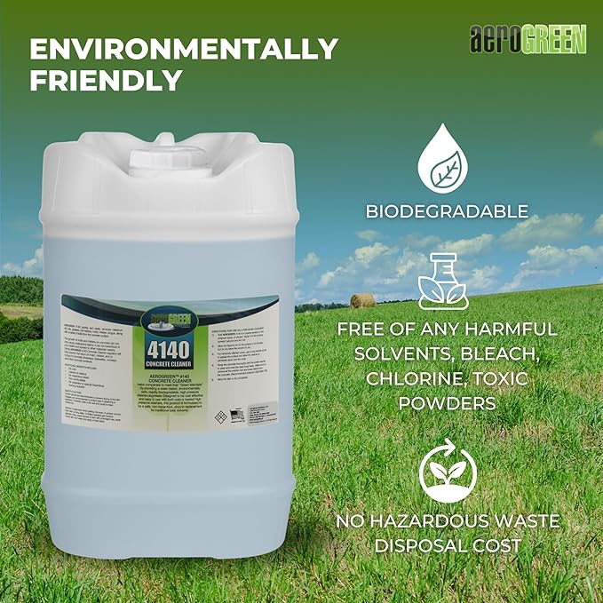 4140 Concrete Cleaner – Biodegradable, Heavy-Duty Concentrated Solution for Deep Cleaning & Stain Removal | Safe for Indoor & Outdoor Use – 5-Gallon Pail