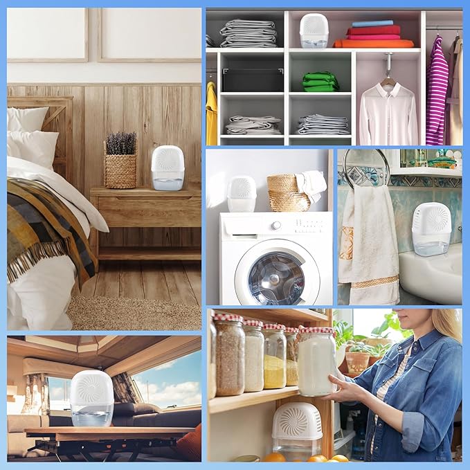 VIHOSE Moisture Absorber Dehumidifier Box with 2 Refill Moisture Absorb Tablets Fragrance-Free Calcium Chloride Humidity Remover for Closet Bathroom Kitchen Basement Storage 18.6 oz/ 550 ml Capacity