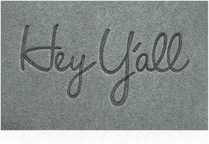 Mats Outdoor Front Door Mat Indoor Entrance with Non Slip Rubber Back Funny Durable Heavy Duty Backing Hey Y'all Doormats Entryway Decor for Home Decor Farmhouse, Light Gray 28" x 18"